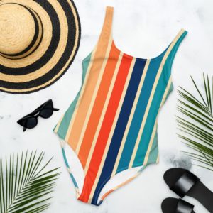 retro striped one piece